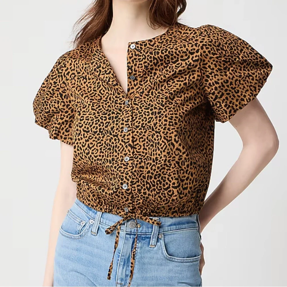 J. Crew puff sleeve tie-waist top